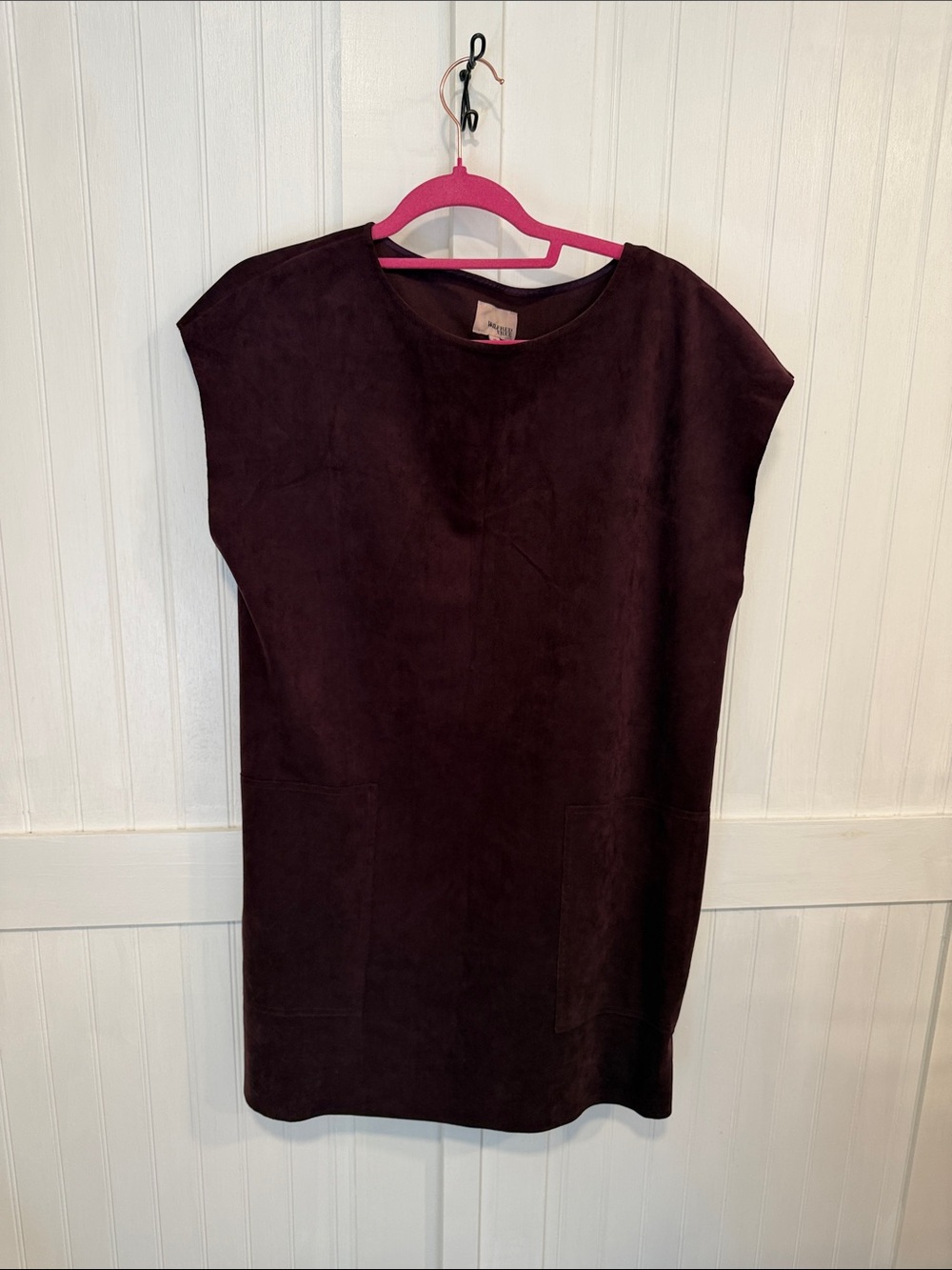 Wilfred Free Dark Plum Suede-Look Short Sleeve dress size M